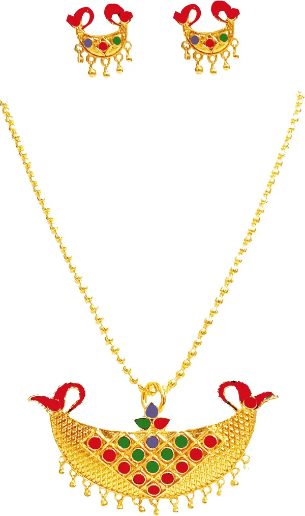 Assamese_Traditional_Multi_Colour_Junbiri_Chain_Jewellery_Set_For_Women